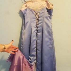 Corset Back prom/ Bridesmaid Periwinkle Lilac Eggshell
